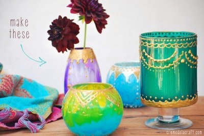 Moroccan Style Painted Candle Holders