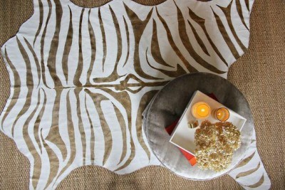 Metallic Zebra Print Rug