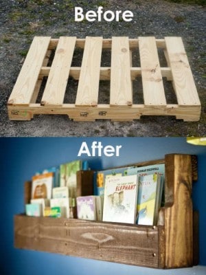 Recycled Pallet Wood Bookshelf