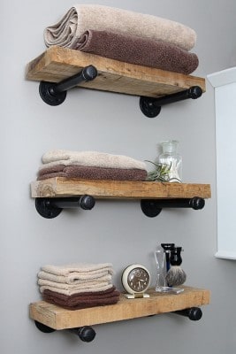 DIY Floating Industrial Pipe Shelves