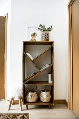 DIY Unique Angled Shelf Bookcase