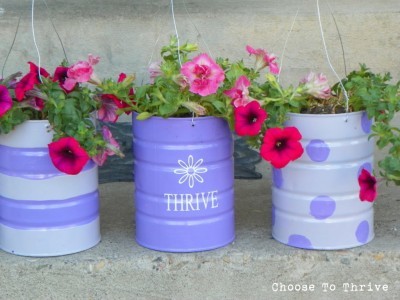 Empty Cans Into Hanging Baskets