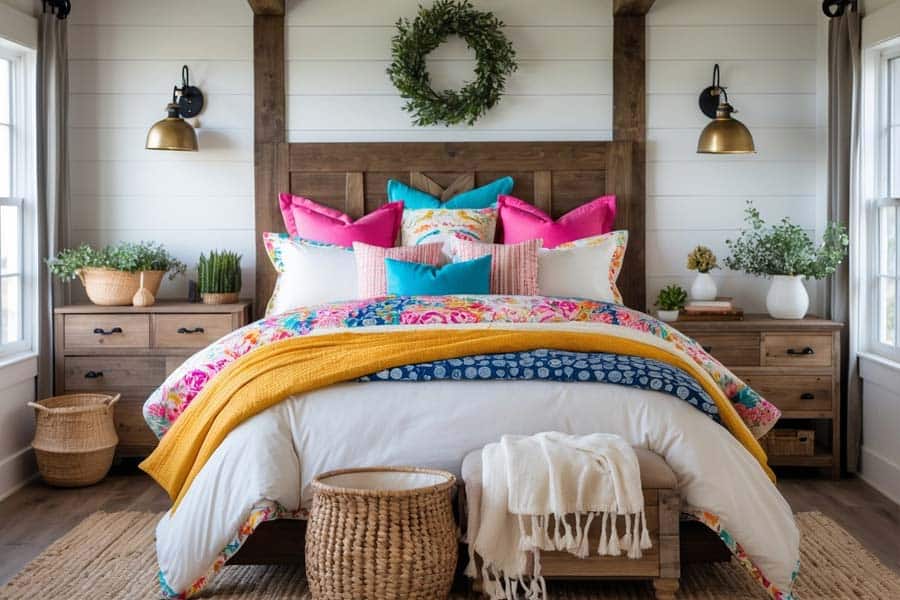 bed with seasonal colors