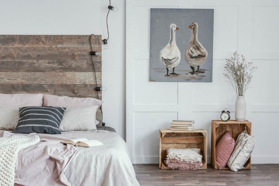 bedroom artwork on wall