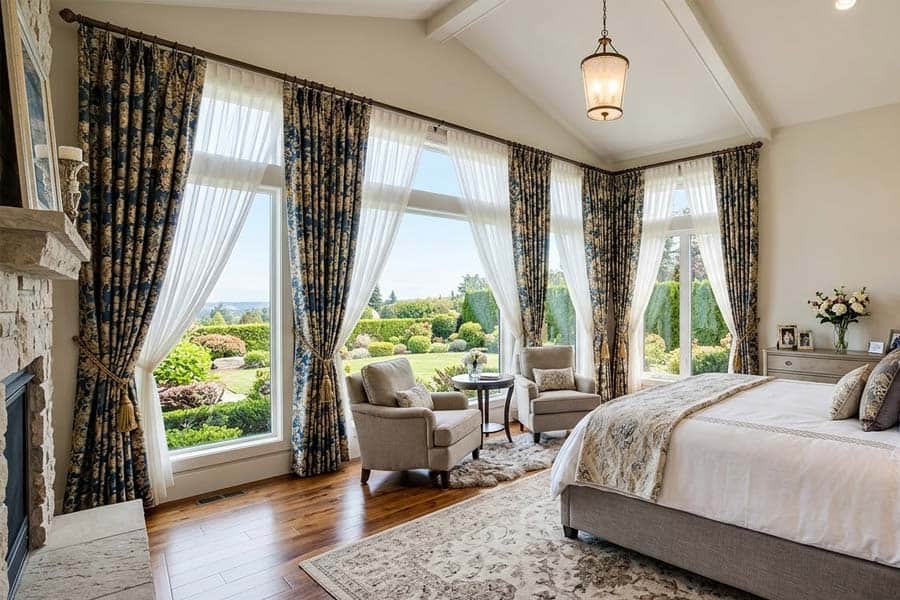 bedroom large window treatments ex