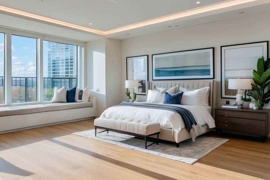 bedroom with long window seat