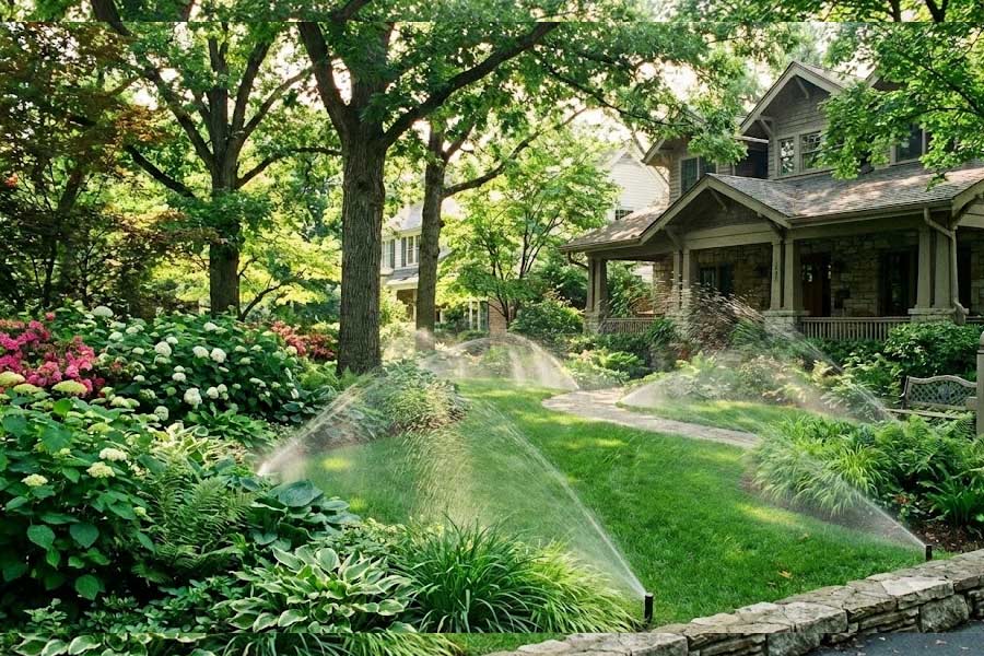 lush-front-yard-with-aging-trees lush front yard with aging trees