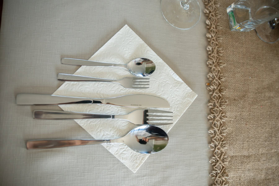 silverware set on napkin
