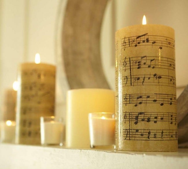 Vintage Sheet Music Candles