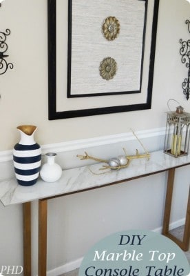 Narrow Console Table with Marble Top
