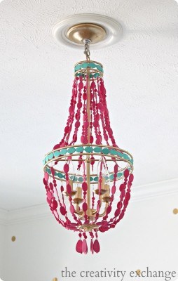 Hot Pink Painted Bead Chandelier