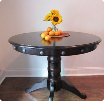 Round Pedestal Table with Nailheads