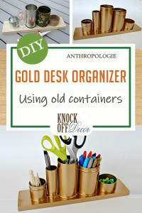 Gold desk organizer containers