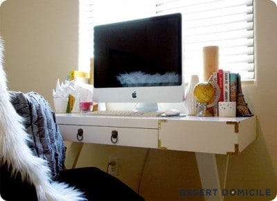 White Campaign Style Desk