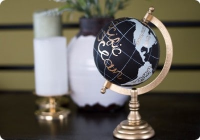 Handpainted Globe with Gold Lettering