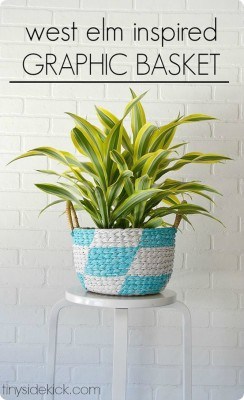 Graphic Painted Basket for $10