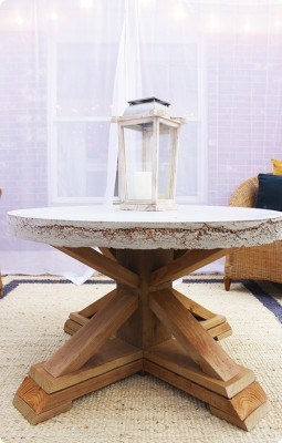 Round Concrete Top Outdoor Coffee Table