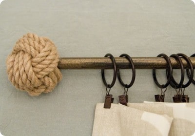 Rope Finial Curtain Rod Makeover