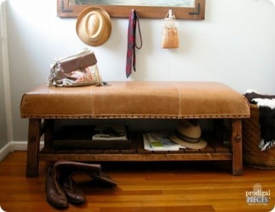 Leather Upholstered Bench with Storage
