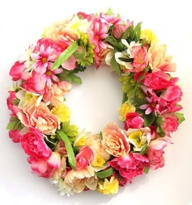 Dollar Store Floral Spring Wreath