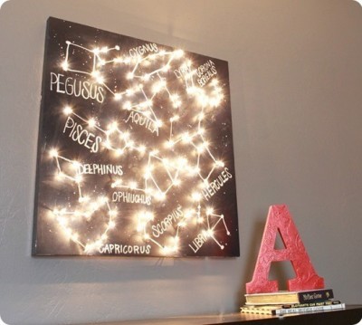 Constellation Wall Canvas with Lights