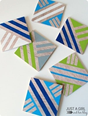 Painted Wood Patterned Coasters