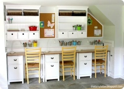 Wall Hutches for a Kids’ Work Area