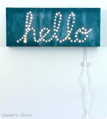 Illuminated “Hello” Sign