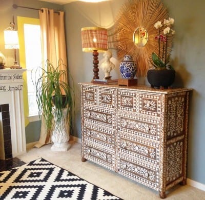 DIY Painted Faux Bone Inlay Dresser