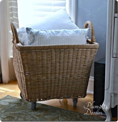 Oversized Wicker Basket with Wheels