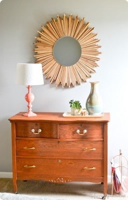 Stained Wood Shim Starburst Mirror