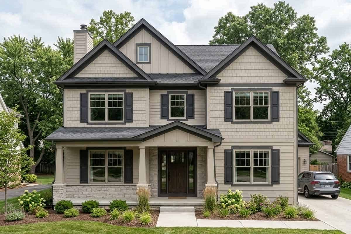 Colonnade Gray paintd home exterior