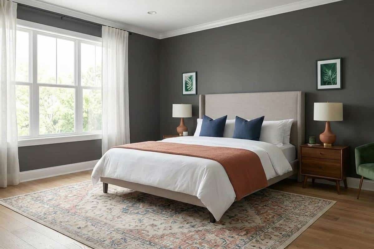 bedroom painted with iron mountain