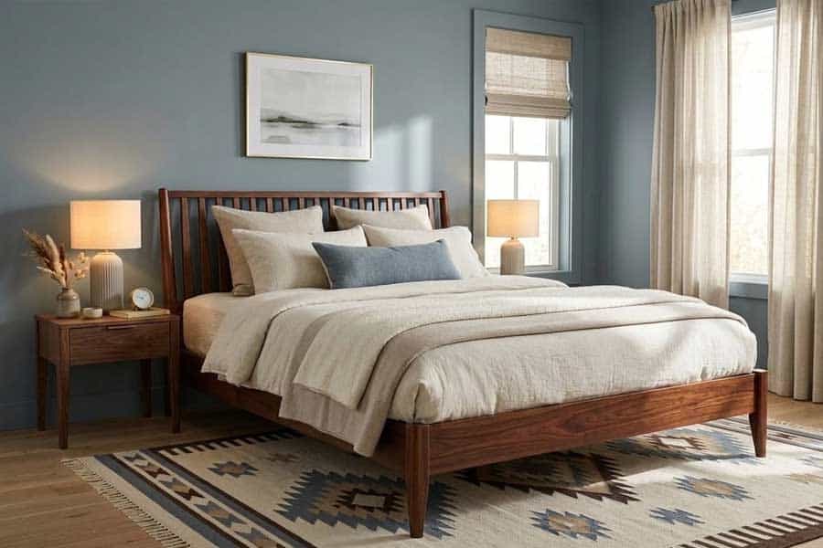bedroom walnut wood color palette hdr