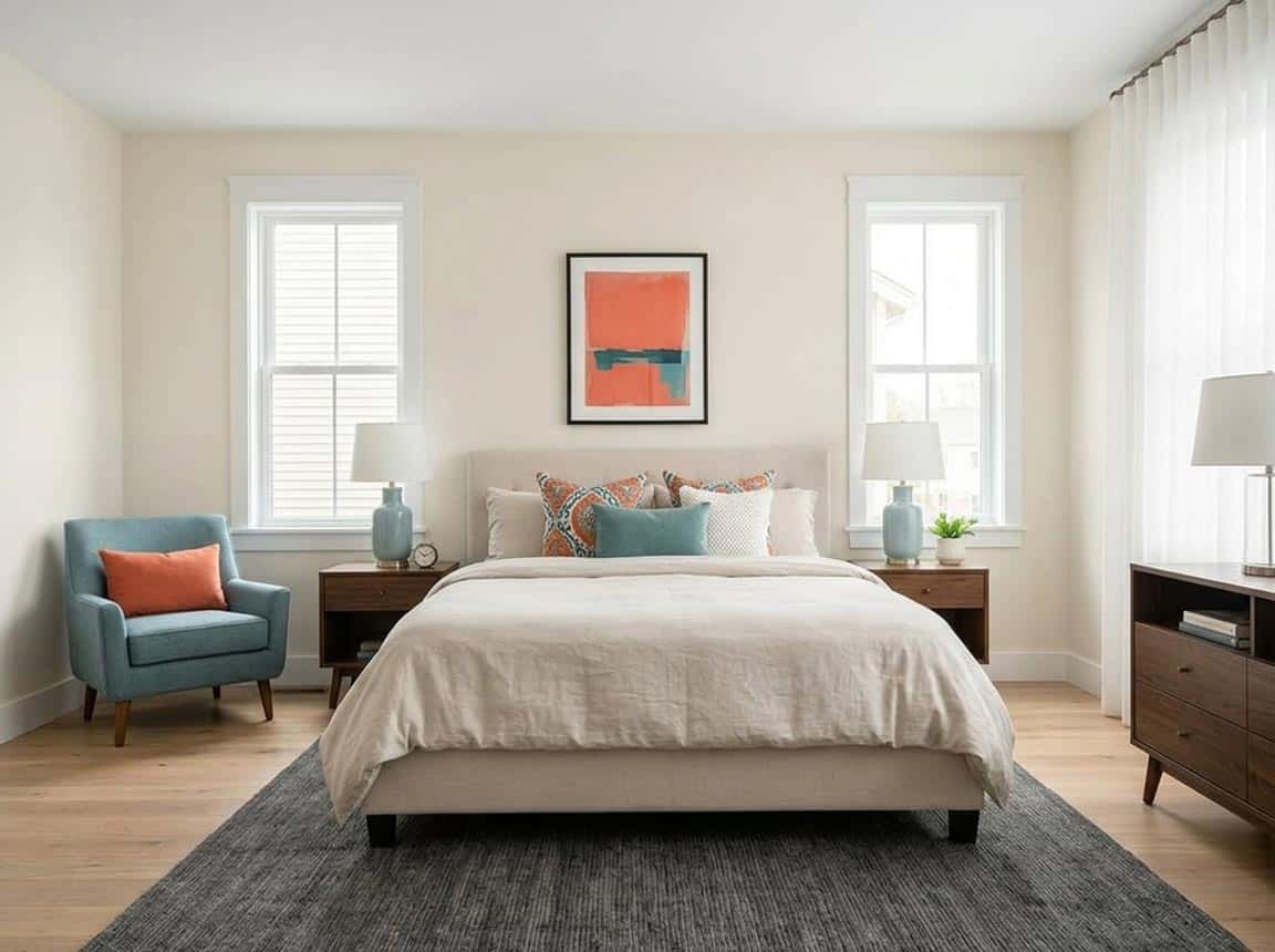 bedroom with greek villa paint