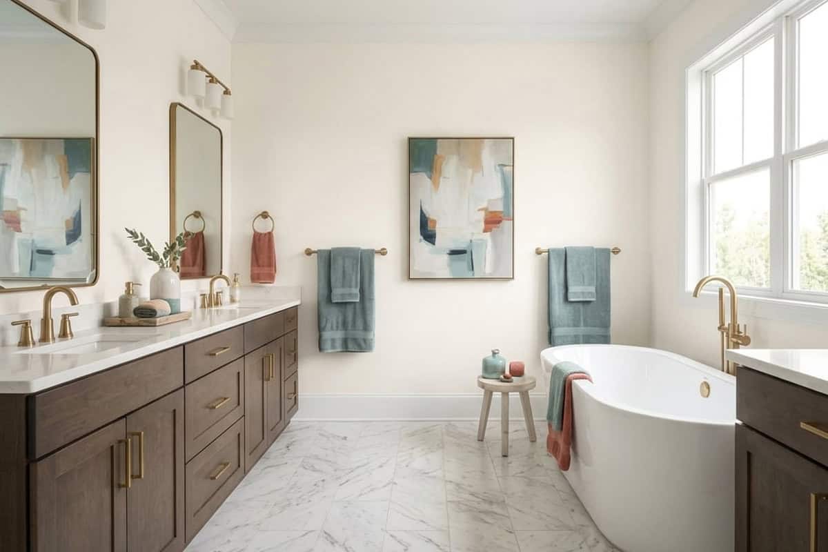 behr polar bear painted bathroom ex