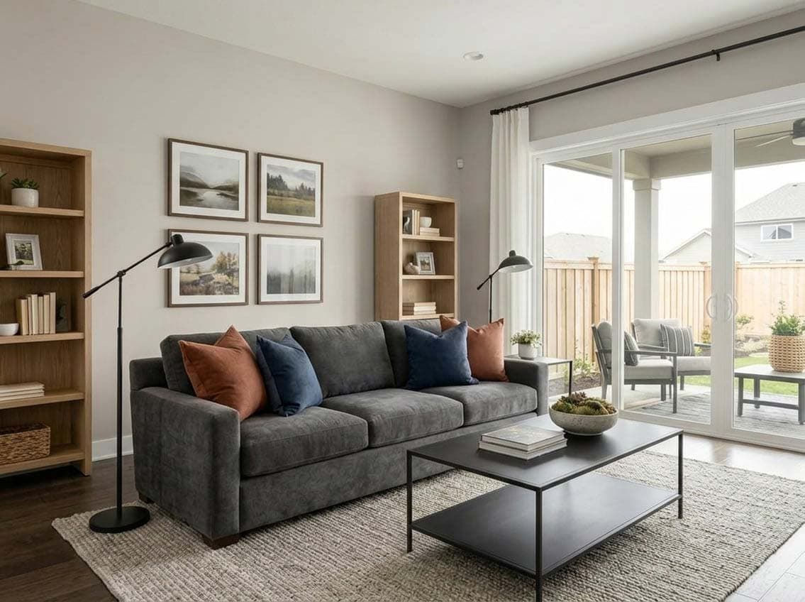 behr toasty gray in family room