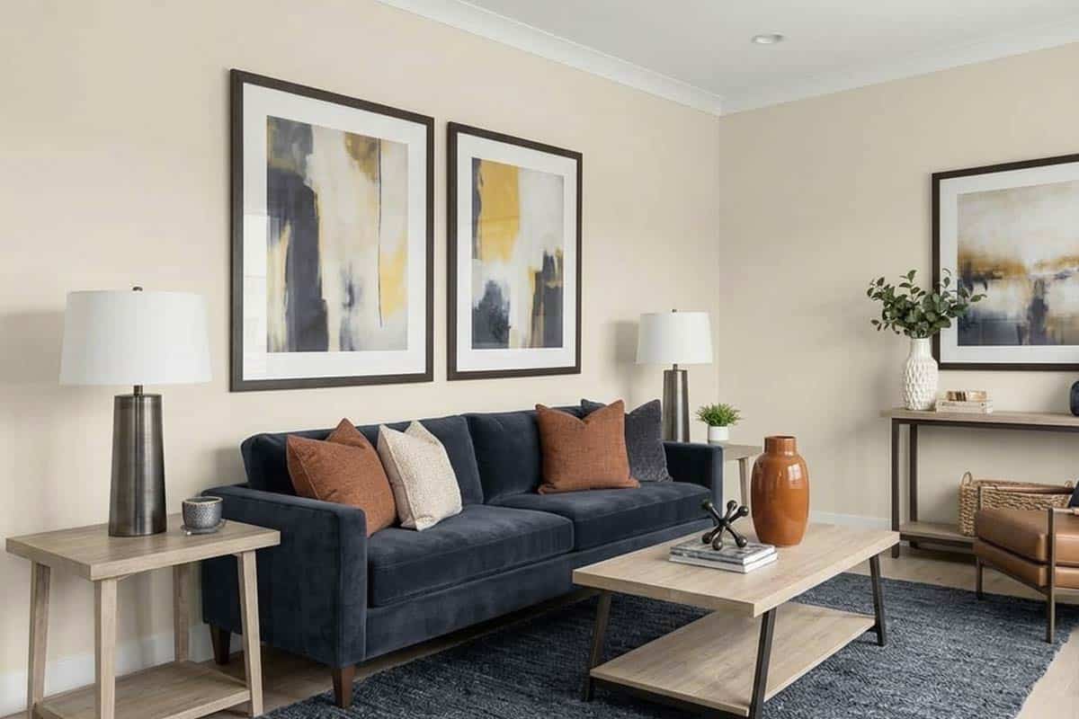 benjamin moore wing dove painted in living room