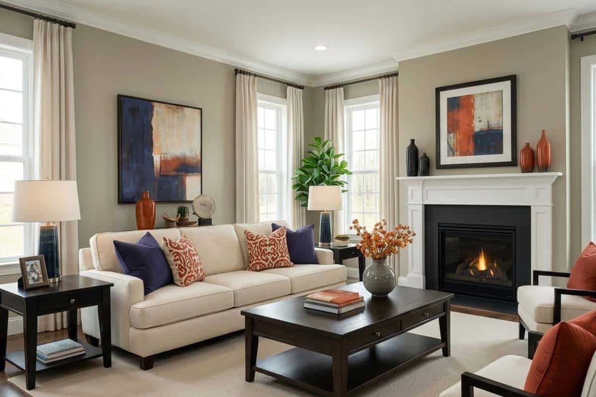 bm nantucket gray in living room space