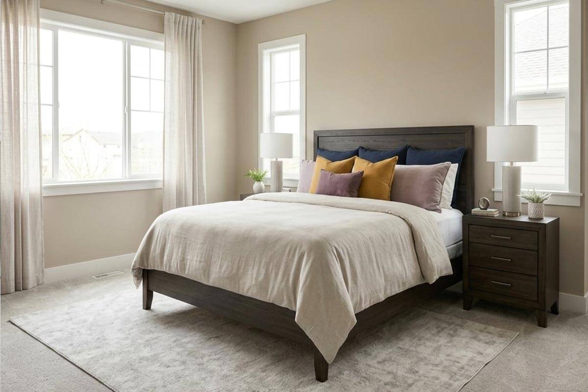 bm shaker beige in bedroom