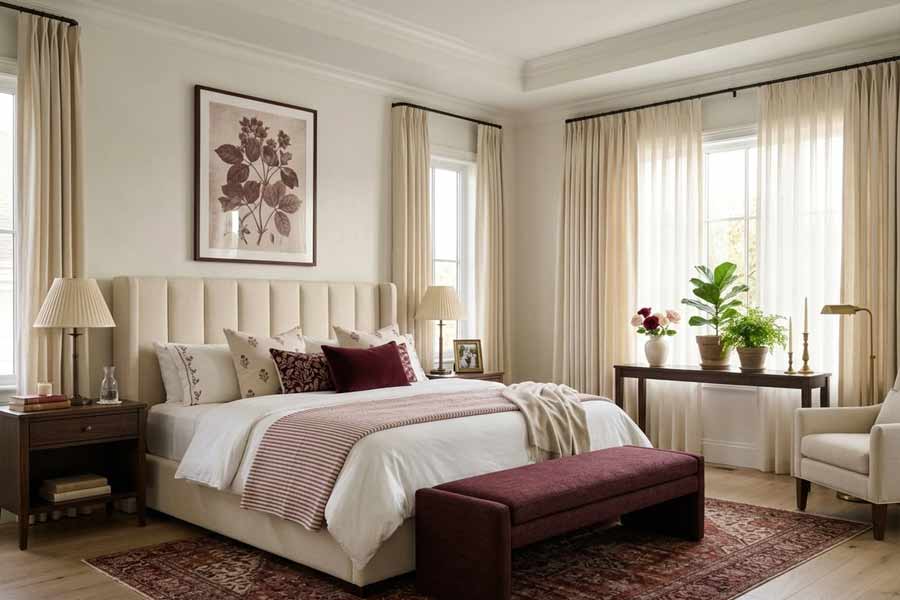 burgundy-cream-primary-bedroom-fresh-linens burgundy cream primary bedroom fresh linens
