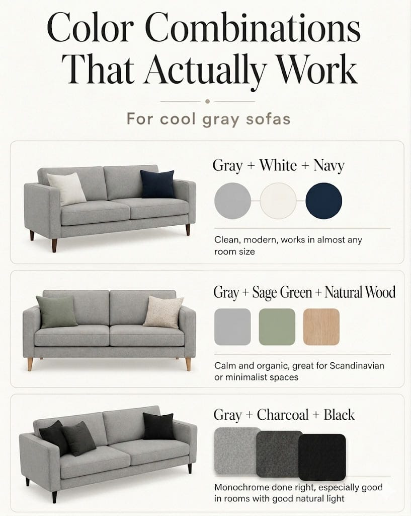 color combos gray sofas