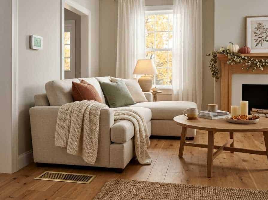cozy living room warm furnace safety hdr