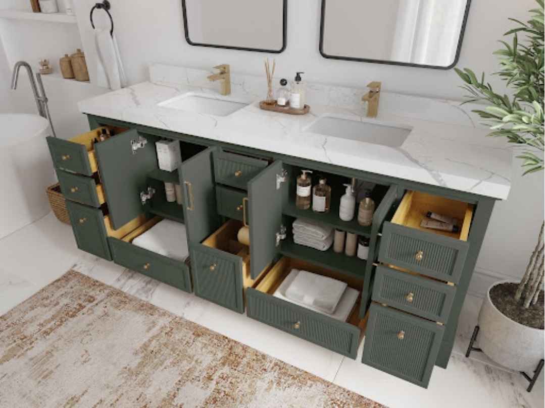 dark green bath vanity ex