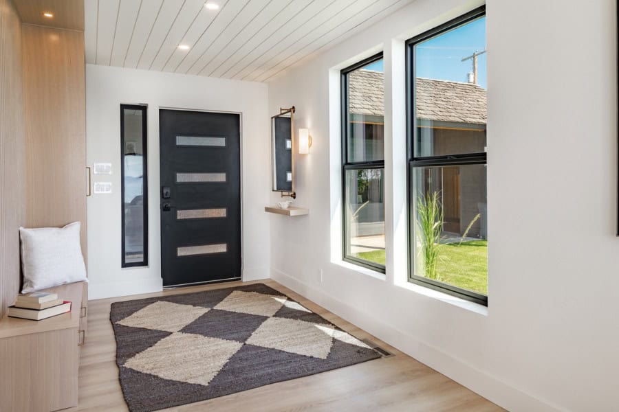 entry way rug over floor