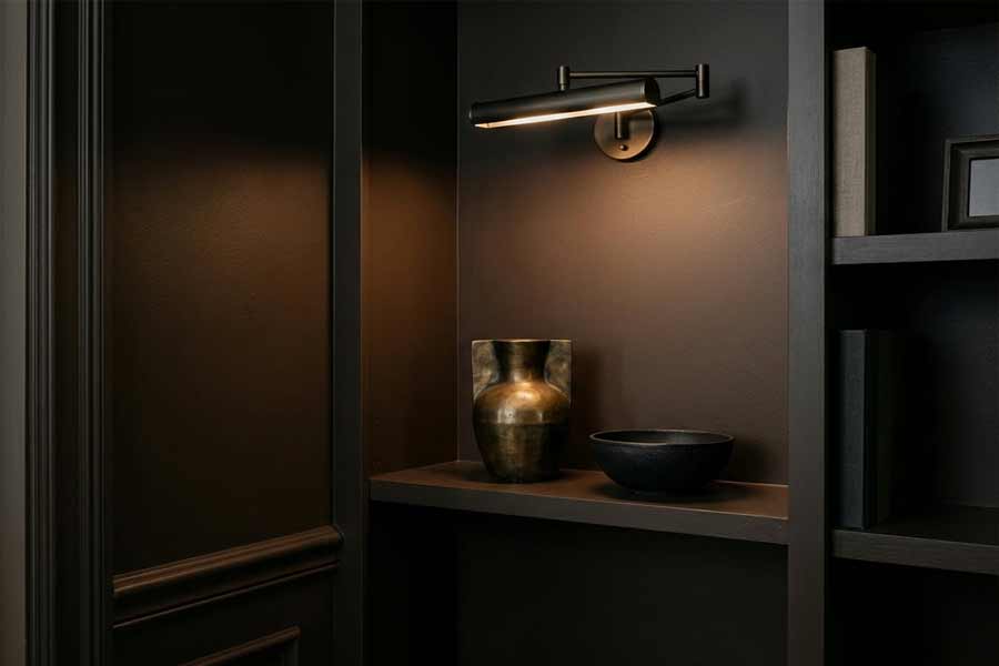 espresso brown powder room interior