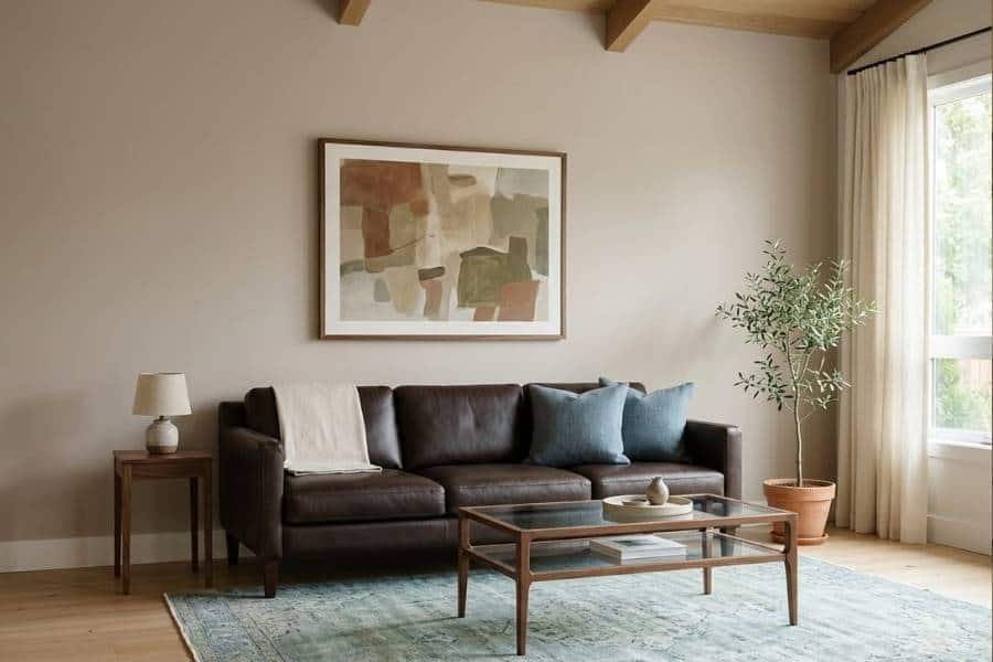 giving dark leather sofa breathing room