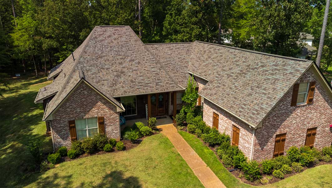 gorgeous roof on brick home
