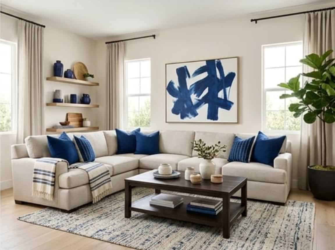 greek villa painted living room