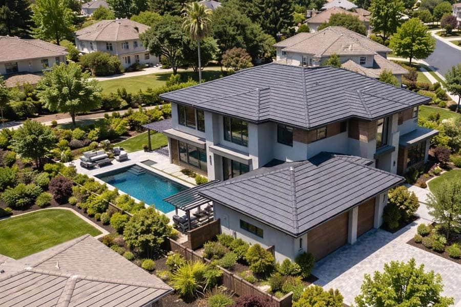 home with a modern roof